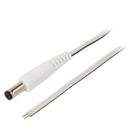 Cablu Alb 1,5m 2x0,35mm2 DC 5,5/1,7 Mufă Drept | Electronic-mag.ro | Componente Electronice