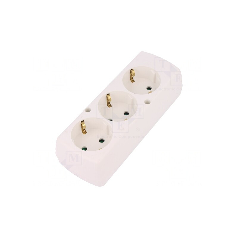 Conector Alimentare AC Mamă Splitter 250VAC 16A Alb | Electronic-mag.ro | Componente Electronice