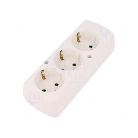 Conector Alimentare AC Mamă Splitter 250VAC 16A Alb | Electronic-mag.ro | Componente Electronice