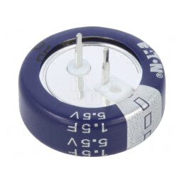 Supercondensator THT 1.5F 5.5V Ø21.5x7.1mm 30Ω | Electronic-mag.ro | Componente Electronice