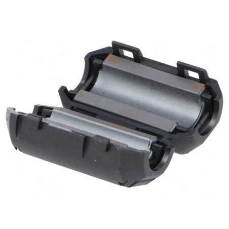 Ferită dublă pentru cablu rotund Ø 9mm 120Ω | Electronic-mag.ro | Componente Electronice