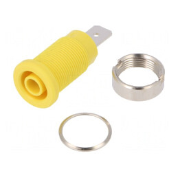 Soclu Banană Galbenă 4mm 32A 1kV Nichelat Panou | Electronic-mag.ro | Componente Electronice