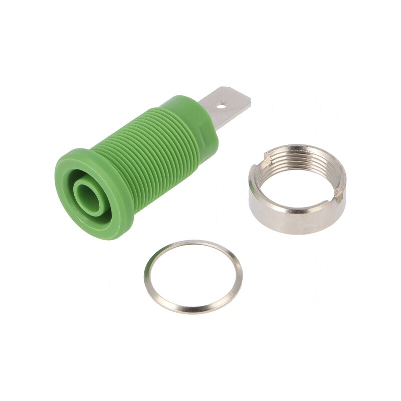 Soclu Banană 4mm Verde Panou 32A 1kV | Electronic-mag.ro | Componente Electronice