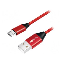 Cablu USB 2.0 USB A la USB B Micro 0.3m Roșu | Electronic-mag.ro | Componente Electronice