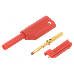 Mufă Banană 2mm 10A 1kV Roșie Aurită | Electronic-mag.ro | Componente Electronice