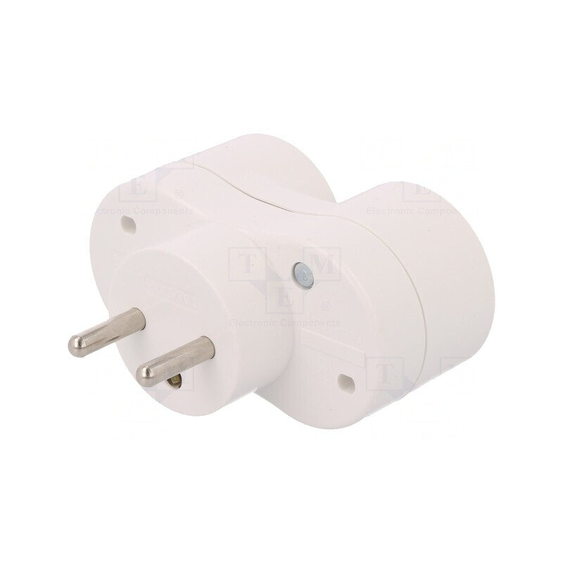 Conector Alimentare AC Spliter 2P 16A Alb | Electronic-mag.ro | Componente Electronice
