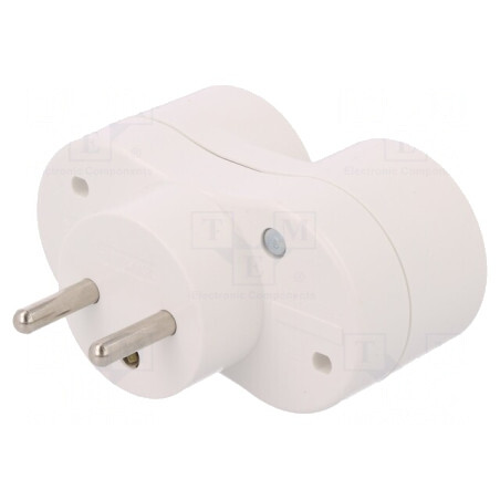 Conector Alimentare AC Spliter 2P 16A Alb | Electronic-mag.ro | Componente Electronice