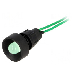 Lampă LED Verde 230VAC Ø13mm IP40 Plastic | Electronic-mag.ro | Componente Electronice