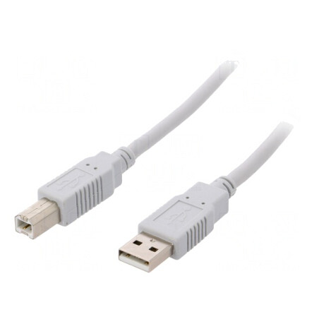 Cablu USB 2.0 A-B 2m Gri Deschis | Electronic-mag.ro | Componente Electronice