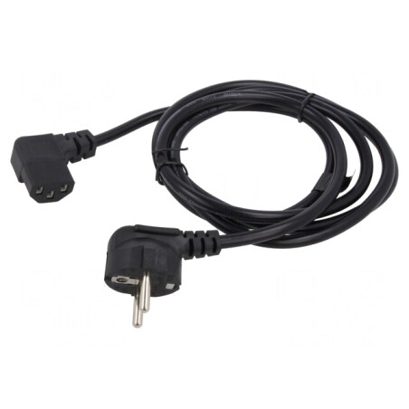 Cablu Alimentare 3x0,75mm2 cu Ștecăr Unghiular și Conector IEC C13 | Electronic-mag.ro | Componente Electronice