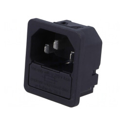 Conector Alimentare AC Soclu Tată 10A 250V IEC 60320 | Electronic-mag.ro | Componente Electronice