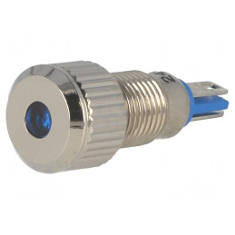 Lampă LED plată albastră 24VDC Ø8mm IP67 pentru lipit