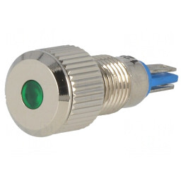 Lampă LED Verde 12V DC Ø8mm IP67