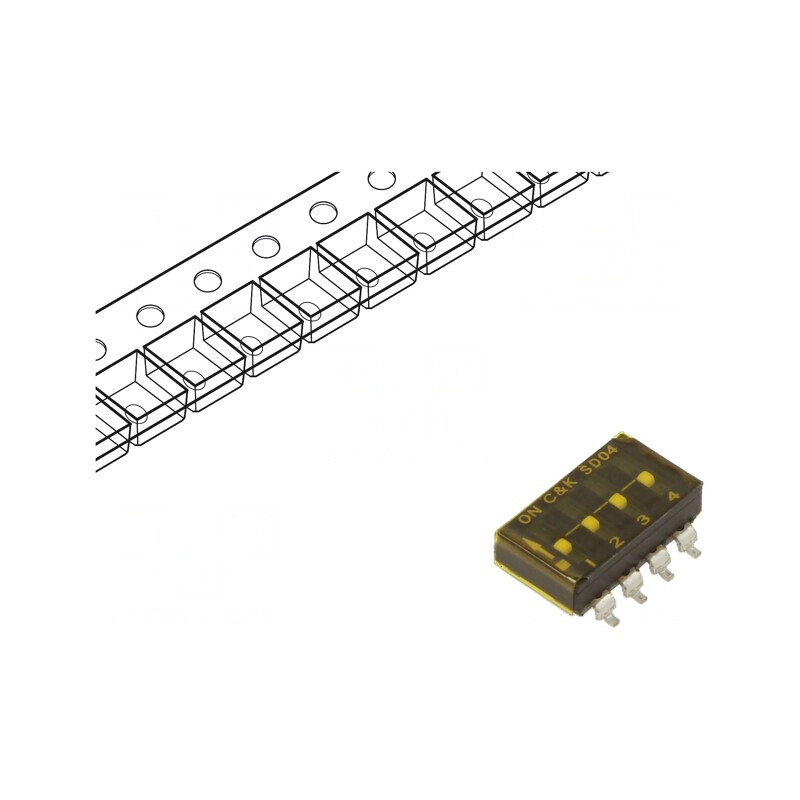 Comutator DIP-SWITCH 4 Secțiuni SMT 0.1A 25VDC | Electronic-mag.ro | Componente Electronice