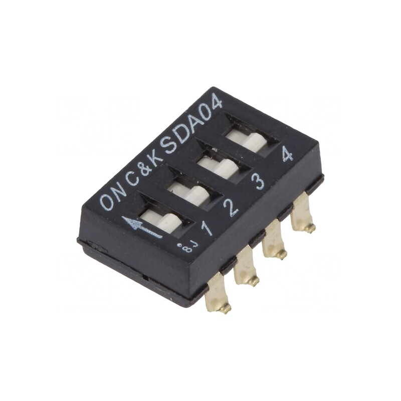 Comutator DIP-SWITCH 4 Secțiuni ON-OFF 24VDC | Electronic-mag.ro | Componente Electronice