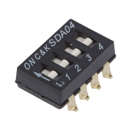 Comutator DIP-SWITCH 4 Secțiuni ON-OFF 24VDC | Electronic-mag.ro | Componente Electronice