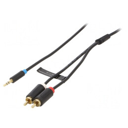 Cablu Audio Jack 3.5mm la RCA 2x 0.5m Aurit Negru | Electronic-mag.ro | Componente Electronice