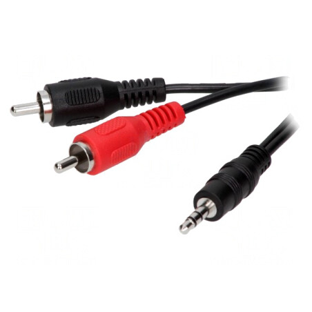 Cablu Audio Jack 3,5mm la RCA 2x 5m Negru | Electronic-mag.ro | Componente Electronice