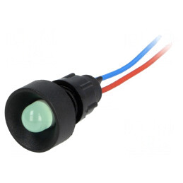 Lampă LED Verde 12V Ø13mm IP40