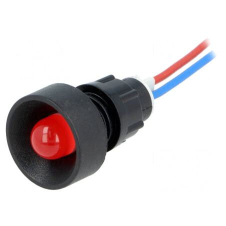 Lampă LED roșie 12V concavă Ø13mm IP40 | Electronic-mag.ro | Componente Electronice