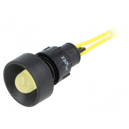 Lampă de control LED galbenă 230V Ø13mm IP40 | Electronic-mag.ro | Componente Electronice