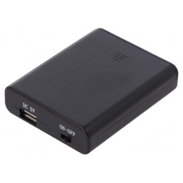 Suport Baterii AA USB Negru cu 4 Sloturi | Electronic-mag.ro | Componente Electronice