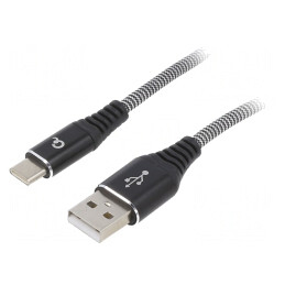 Cablu USB 2.0 USB-A la USB-C Aurit 1m Negru 480Mbps | Electronic-mag.ro | Componente Electronice