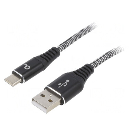 Cablu USB 2.0 USB-A la USB-C Aurit 1m Negru 480Mbps | Electronic-mag.ro | Componente Electronice