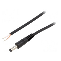 Cablu DC 4,8/1,7 Mufă Dreaptă Negru 0,5m 1x0,75mm2 | Electronic-mag.ro | Componente Electronice