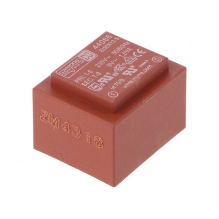 Transformator încapsulat 1,5VA 230VAC 9V 167mA PCB | Electronic-mag.ro | Componente Electronice