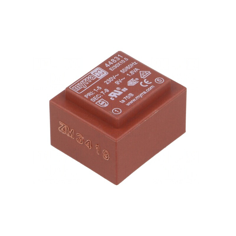 Transformator încapsulat 1,8VA 230VAC 9V 200mA PCB | Electronic-mag.ro | Componente Electronice