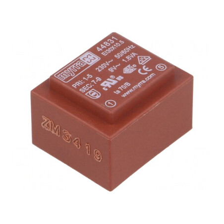 Transformator încapsulat 1,8VA 230VAC 9V 200mA PCB | Electronic-mag.ro | Componente Electronice