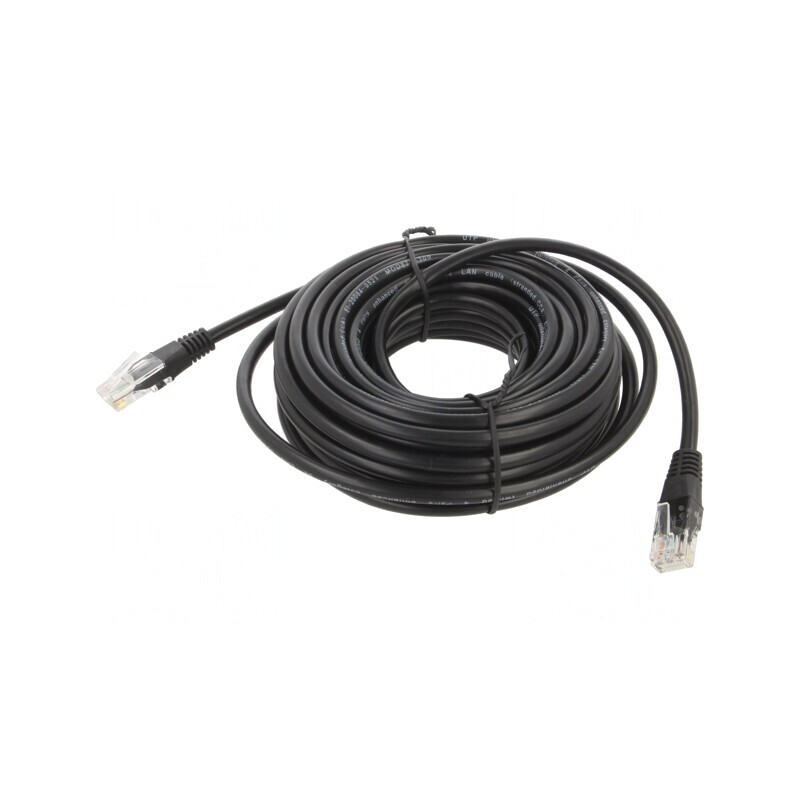 Patch Cord UTP Cat5e 10m Negru PVC 26AWG | Electronic-mag.ro | Componente Electronice