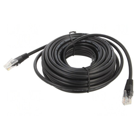 Patch Cord UTP Cat5e 10m Negru PVC 26AWG | Electronic-mag.ro | Componente Electronice