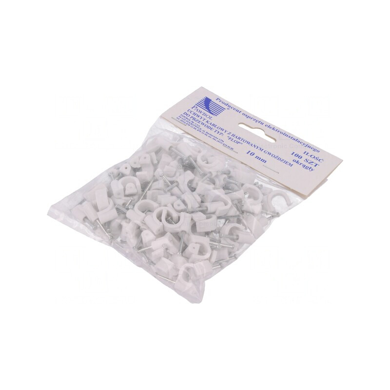 Suport Cablu Rotund Alb 10mm 100buc | Electronic-mag.ro | Componente Electronice