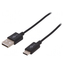 Cablu USB 2.0 USB A la USB C 1m Negru 480Mbps | Electronic-mag.ro | Componente Electronice