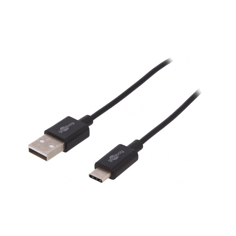 Cablu USB 2.0 USB A la USB C 1m Negru 480Mbps | Electronic-mag.ro | Componente Electronice