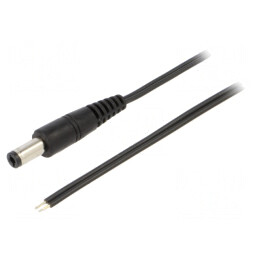 Cablu Alimentare DC 5,5x2,5mm Negru 1,5m | Electronic-mag.ro | Componente Electronice