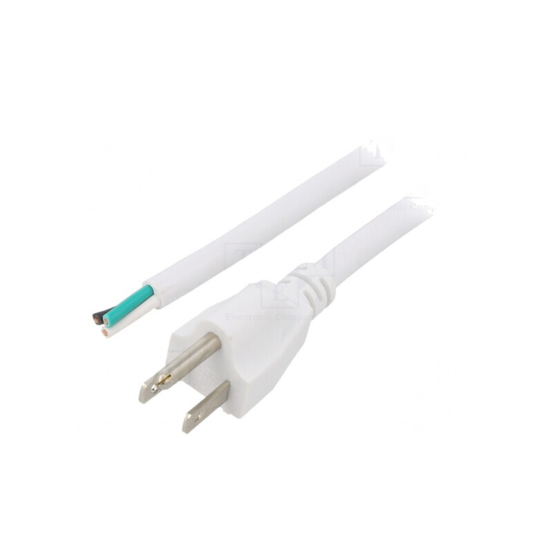 Cablu NEMA 5-15 3x16AWG PVC Alb 1m 13A 125V | Electronic-mag.ro | Componente Electronice
