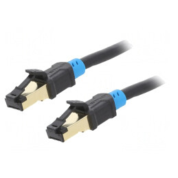 Patch Cord Negru S/FTP Cat 6 PVC 0.75m Aurit 8 Fire | Electronic-mag.ro | Componente Electronice