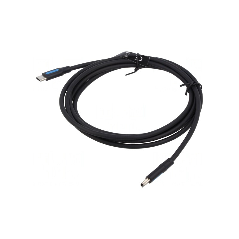Cablu USB 2.0 USB B Mini la USB C 2m Negru | Electronic-mag.ro | Componente Electronice