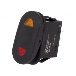 Comutator Basculant SP3T ON-OFF-ON 21A/14VDC LED Negru | Electronic-mag.ro | Componente Electronice