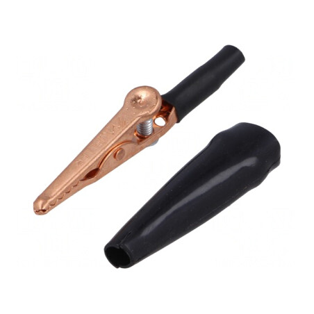 Bornă crocodil 10A neagră 7,9mm | Electronic-mag.ro | Componente Electronice