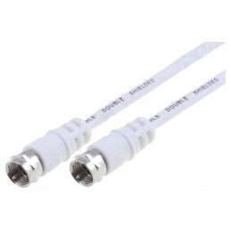 Cablu Coaxial 5m Alb Dublu Ecranat F-Mufă | Electronic-mag.ro | Componente Electronice