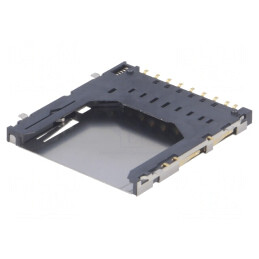 Conector: pentru carduri; SD; push-push; SMT; pentru PCB; aurit