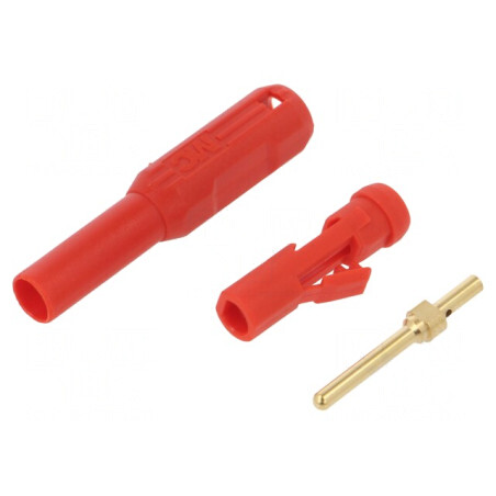 Mufă Banană 2mm Roșie Aurită cu Izolație Poliamidă | Electronic-mag.ro | Componente Electronice