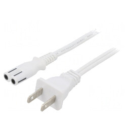 Cablu Alimentare 1.8m Alb 7A 2x18AWG IEC C7-NEMA 1-15 | Electronic-mag.ro | Componente Electronice