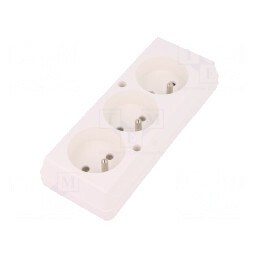 Conector Alimentare AC Splitter 2P PE 250V 16A Alb | Electronic-mag.ro | Componente Electronice