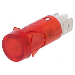 Lampă de control: cu neon; plată; roşie; 230VAC; Orif: Ø12mm