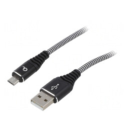 Cablu USB 2.0 USB A la Micro USB B Aurit 1m Negru | Electronic-mag.ro | Componente Electronice